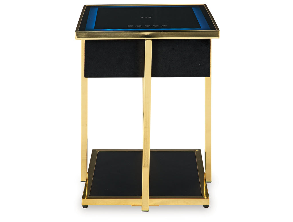 Rexwell Black/Gold Finish Accent Table with Speaker