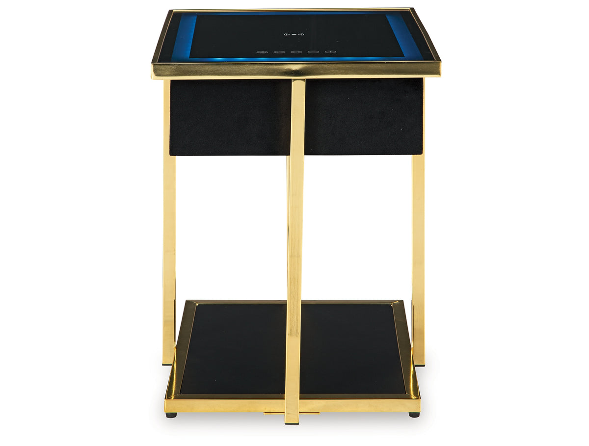 Rexwell Black/Gold Finish Accent Table with Speaker