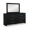 Maeling Black Six Drawer Dresser