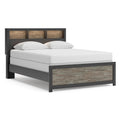 Broachmyn Black/Gray Lighted Queen Bookcase Bed