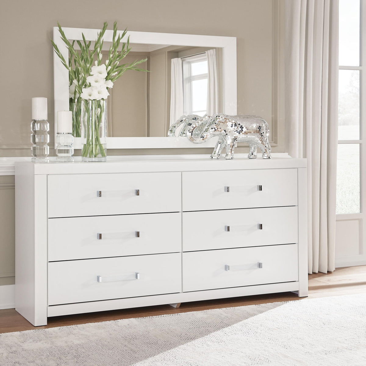Maeling White Bedroom Mirror