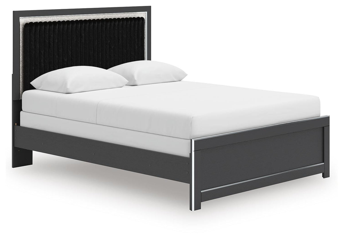 Zuraleus Black Upholstered Panel Bed - Queen