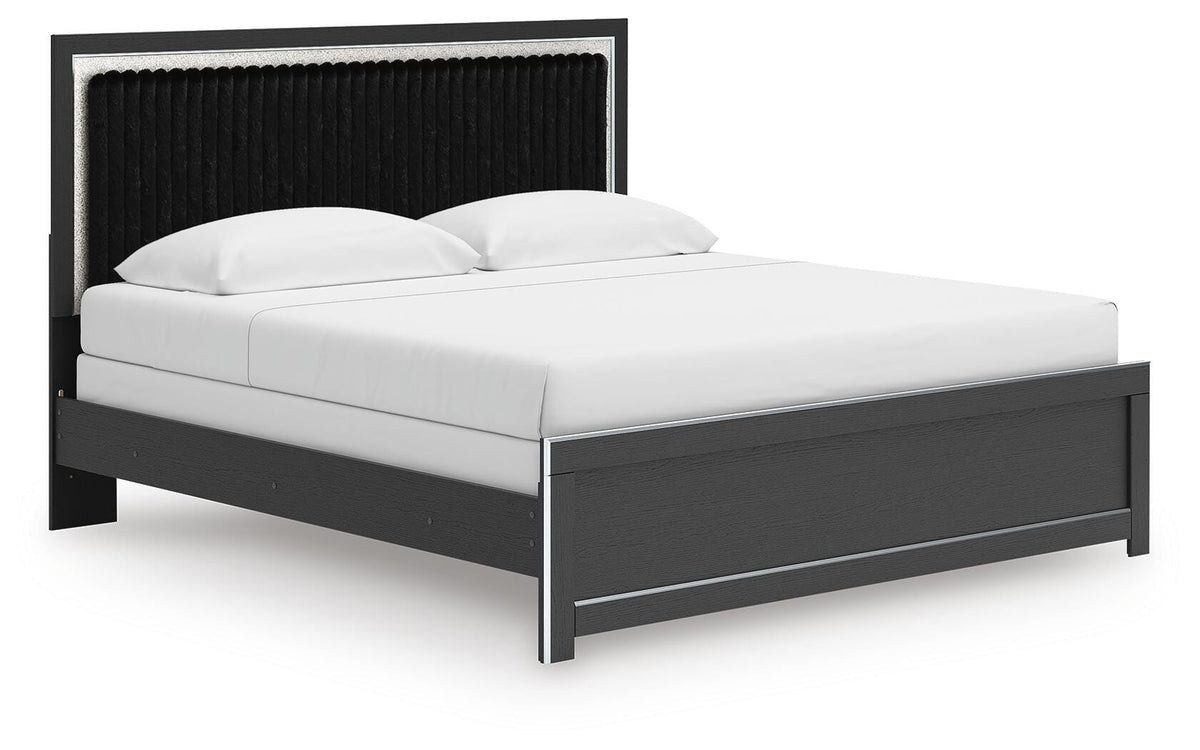 Zuraleus Black Upholstered Panel Bed - King