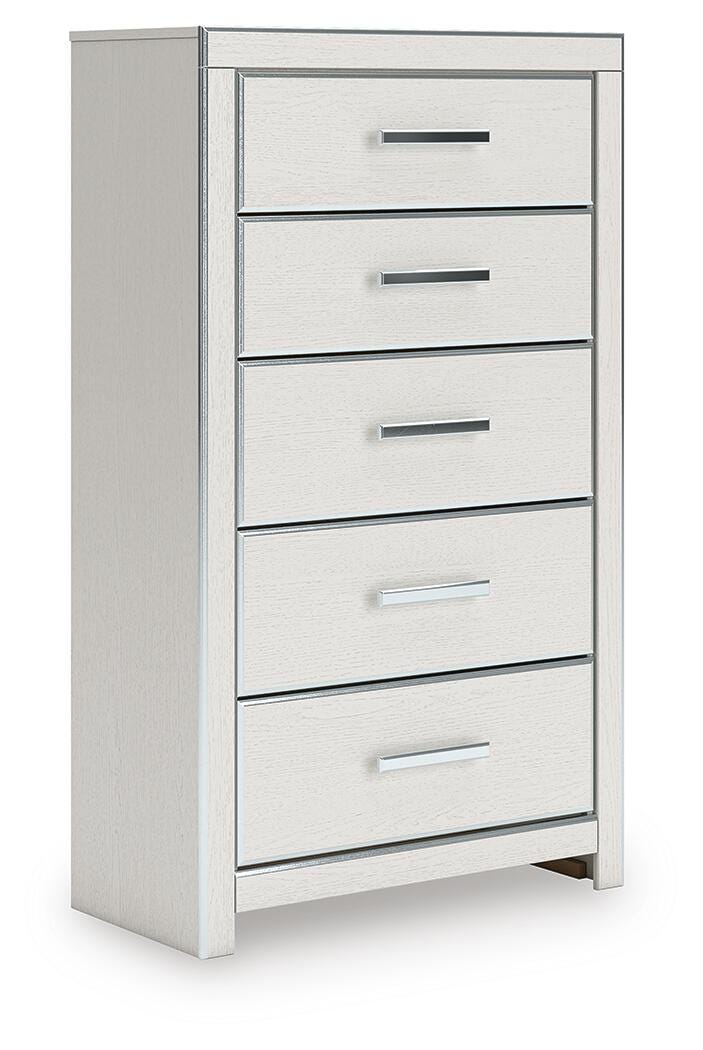 Zuraleus White Five Drawer Chest