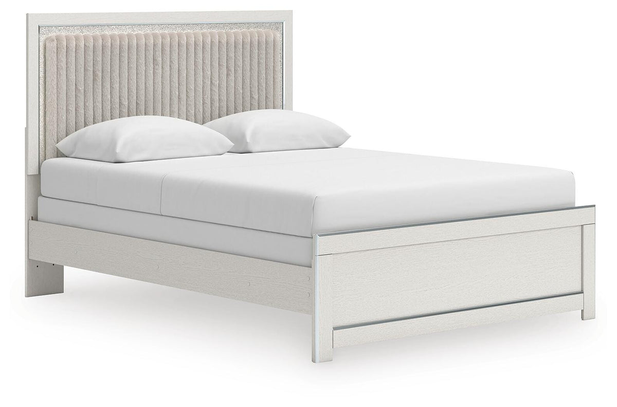Zuraleus White Upholstered Panel Upholstered Panel Bed - Queen