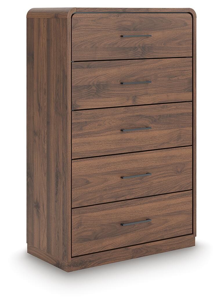 Fortlorn Walnut Brown Five Drawer Chest
