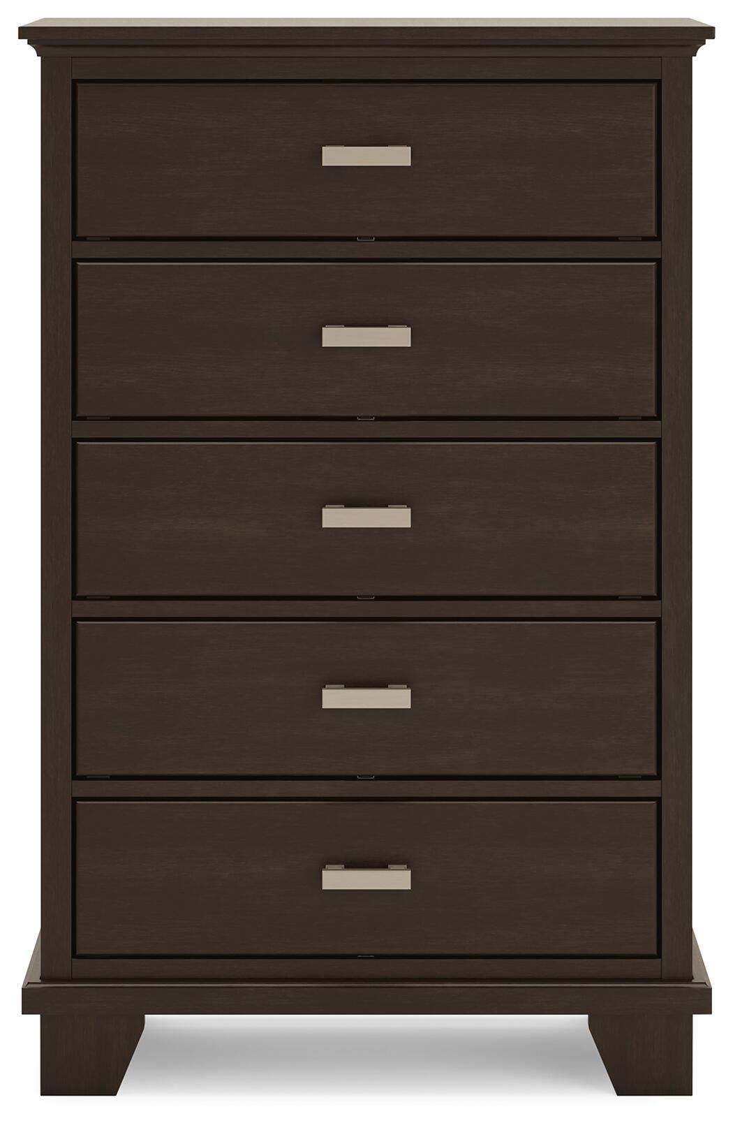 Covetown Dark Brown Five Drawer Chest