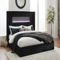Tayleena Black Queen Upholstered Panel Bed