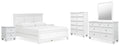 Fortman White Panel Panel Bed - King
