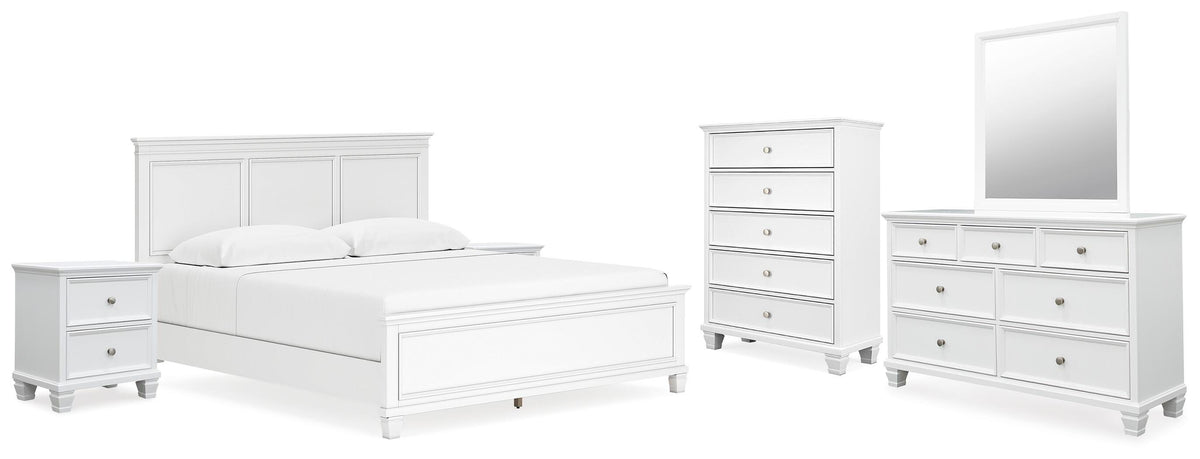 Fortman White Panel Panel Bed - King