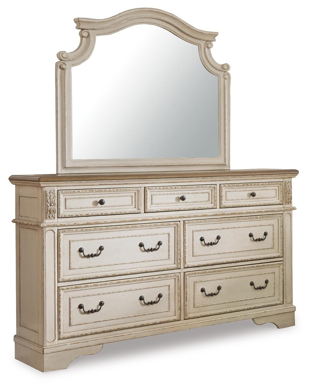 Realyn Chipped White Bedroom Mirror