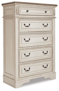 Realyn Chipped White Five Drawer Chest