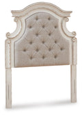 Realyn Chipped White Upholstered Panel Upholstered Panel Bed - Twin