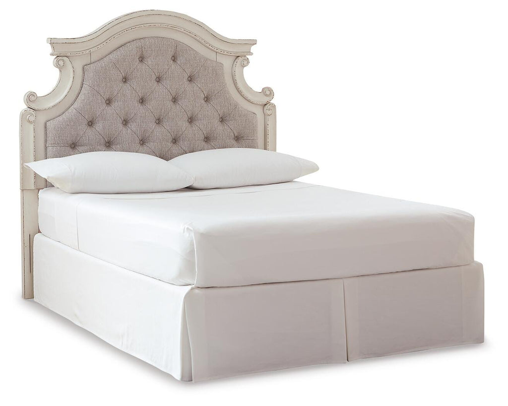 Realyn Chipped White Upholstered Panel Upholstered Panel Bed - Full