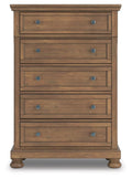 Feddinger Medium Brown Five Drawer Chest