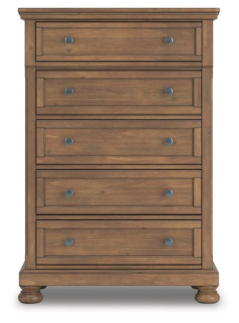 Feddinger Medium Brown Five Drawer Chest