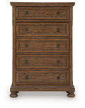 Zackaryn Warm Brown Five Drawer Chest