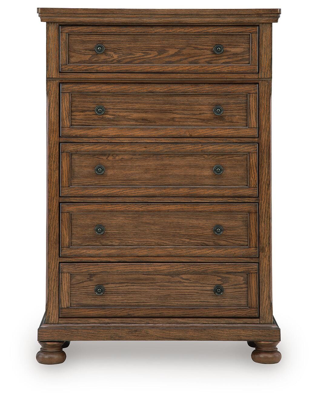 Zackaryn Warm Brown Five Drawer Chest