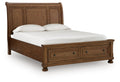 Zackaryn Warm Brown Sleigh Bed - Queen