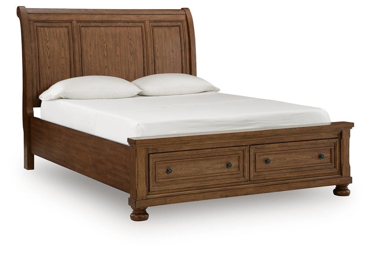 Zackaryn Warm Brown Sleigh Bed - Queen