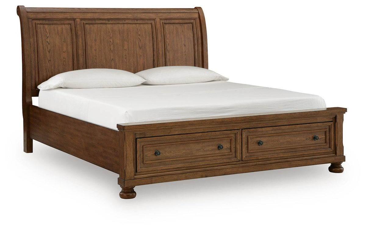 Zackaryn Warm Brown Sleigh Bed - King