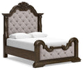 Maylee Dark Brown Upholstered Panel Bed - Queen