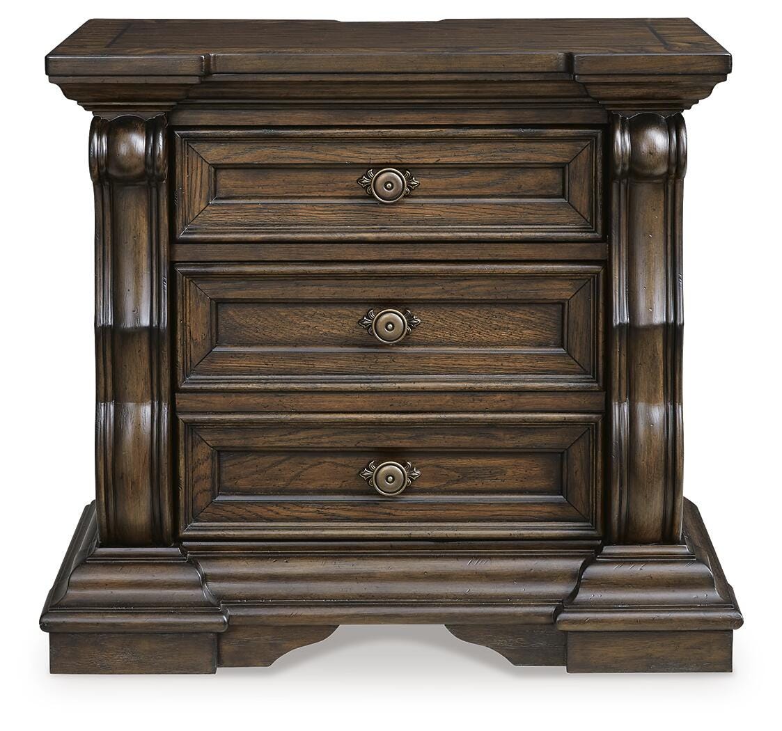Maylee Dark Brown Three Drawer Night Stand