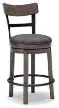 Caitbrook 24-Inch Barstools (Grey, Back, Metal Ring Around Base)