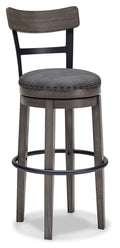 Caitbrook 30-Inch Barstools (Grey, Back, Metal Ring Around Base)