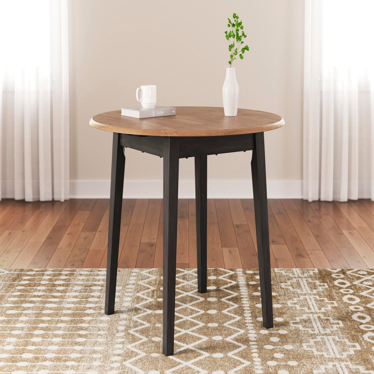 Gesthaven Natural Brown Round Dining Room Drop Leaf Table