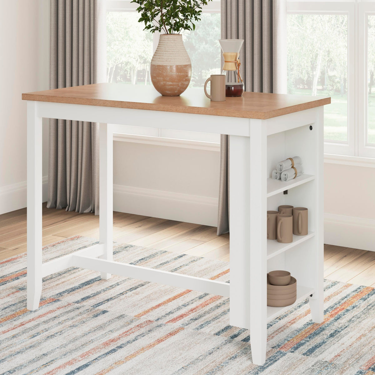 Gesthaven Natural White Rectangular Dining Room Counter Table