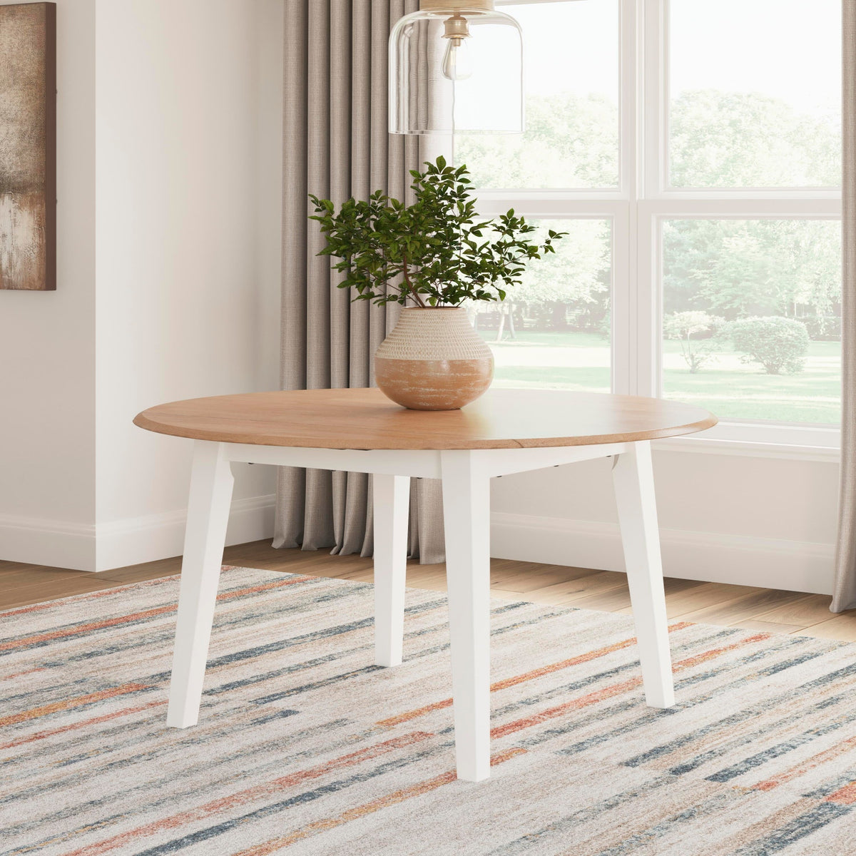 Gesthaven Natural White Round Dining Room Drop Leaf Table