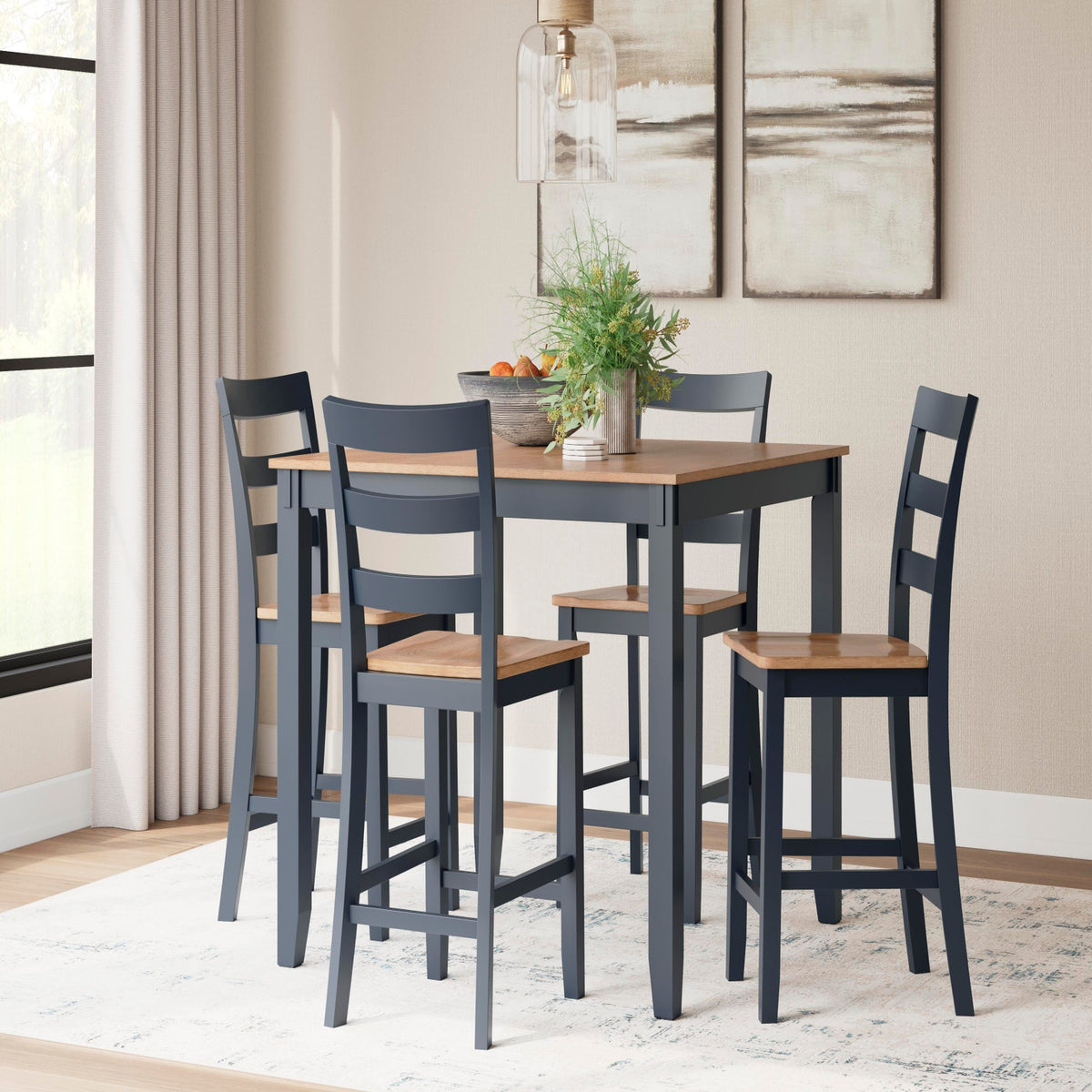 Gesthaven Natural Blue Dining Room Counter Table Set