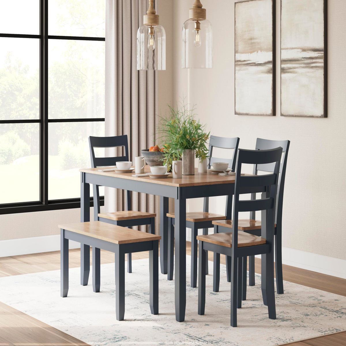 Gesthaven Natural Blue Dining Room Table Set