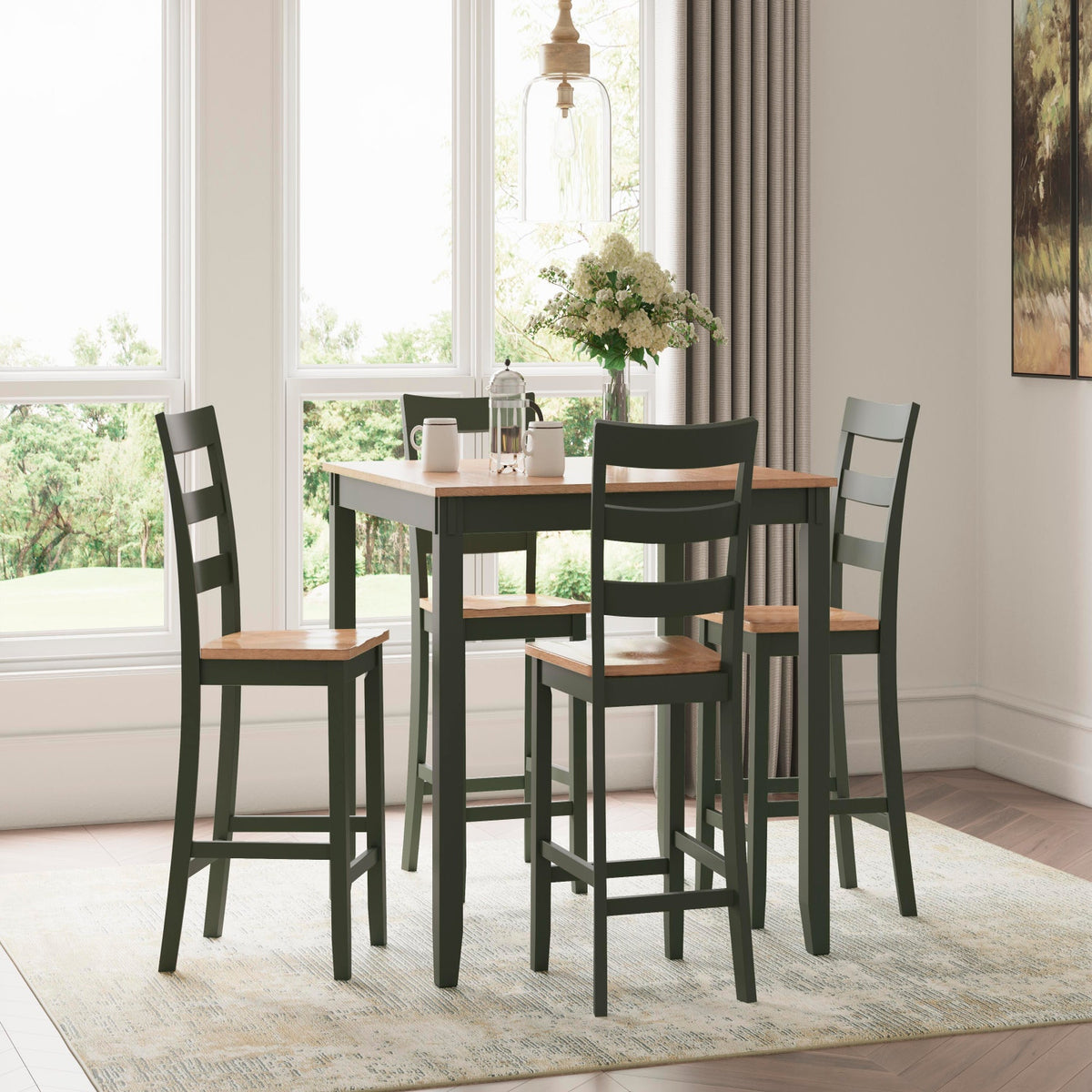 Gesthaven Natural Green Dining Room Counter Table Set