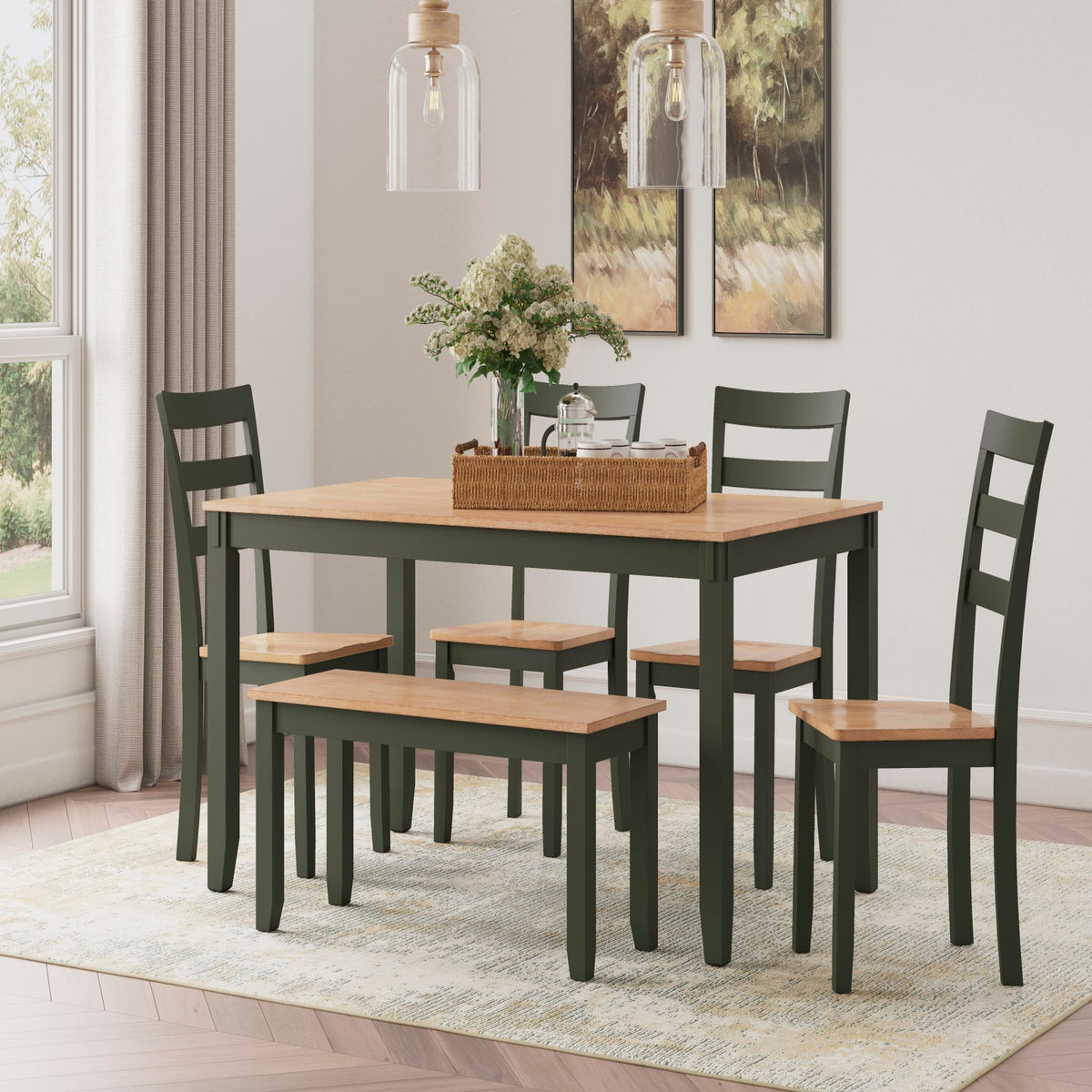 Gesthaven Natural Green Dining Room Table Set