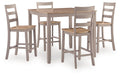 Harperfield Natural Gray 5-Piece Counter Height Dining Set