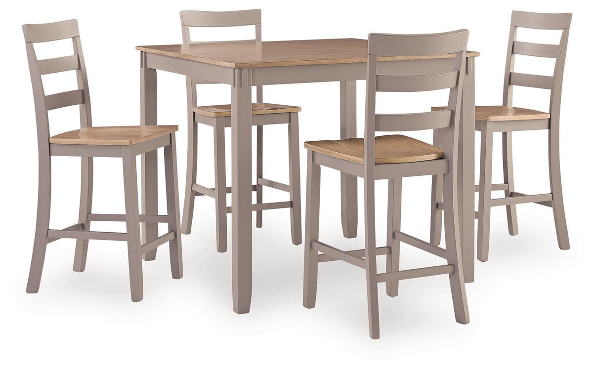 Harperfield Natural Gray 5-Piece Counter Height Dining Set