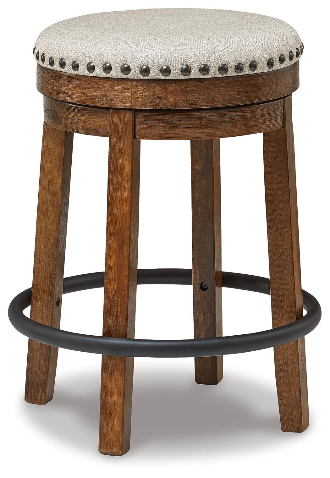 24 In. Backless Swivel Barstool (Rustic Brown)