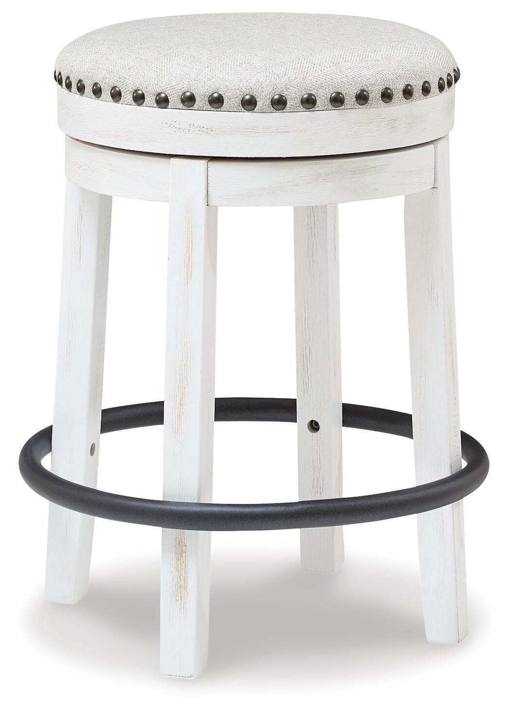 24 In. Backless Swivel Barstool (White)