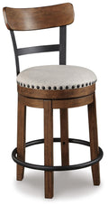 24 In. Back Swivel Barstool (Brown/White Seats)