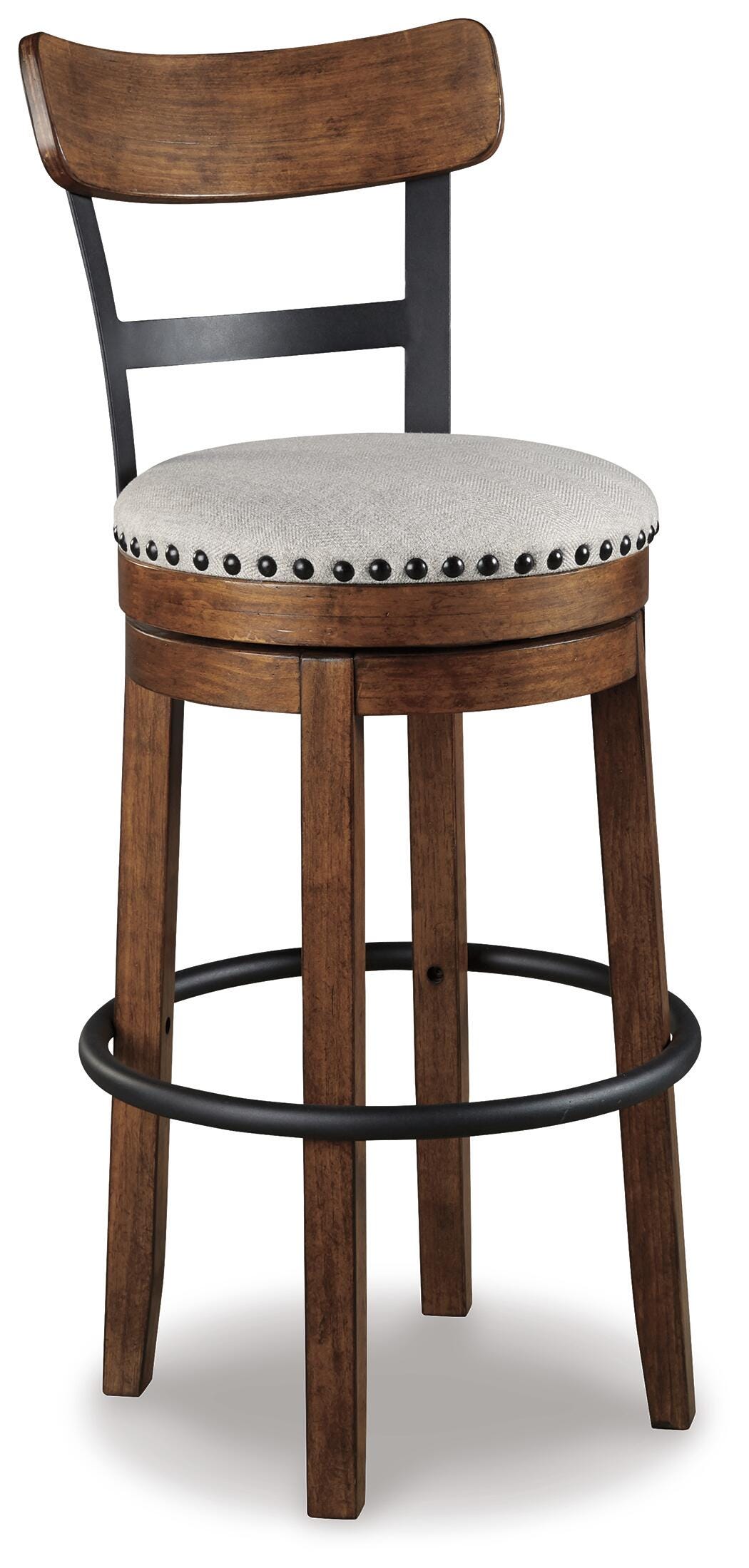 Valebeck 30 In. Back Swivel Barstool (Brown/White Seats)