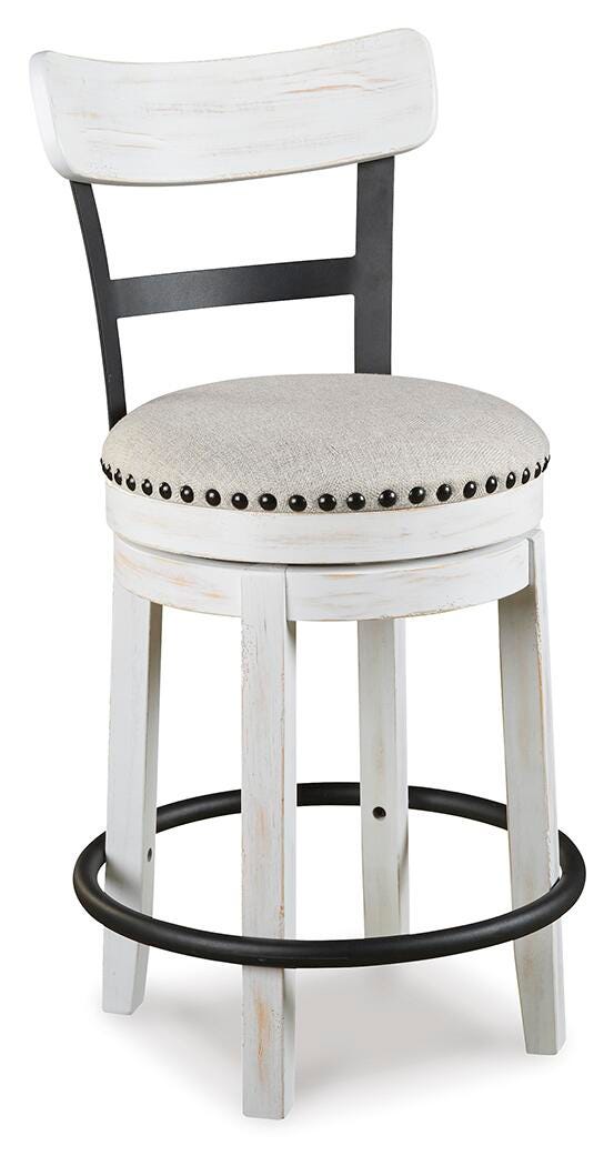 24 In. Back Swivel Barstool (White/White Seats)