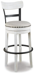 Valebeck 30 In. Back Swivel Barstool (White/White Seats)