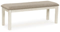 Robbinsdale Antique White Large Upholstered Dining Room Bench
