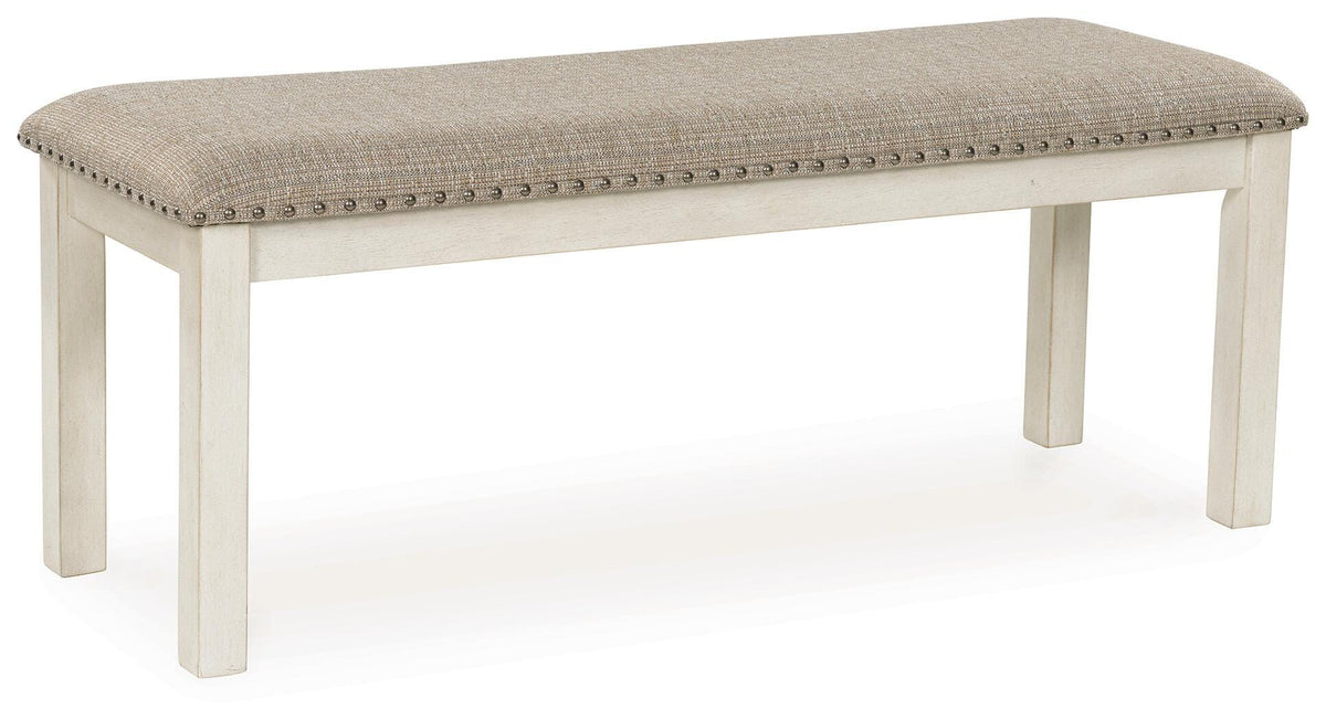 Robbinsdale Antique White Large Upholstered Dining Room Bench