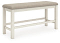 Robbinsdale Antique White Double Counter Upholstered Bench