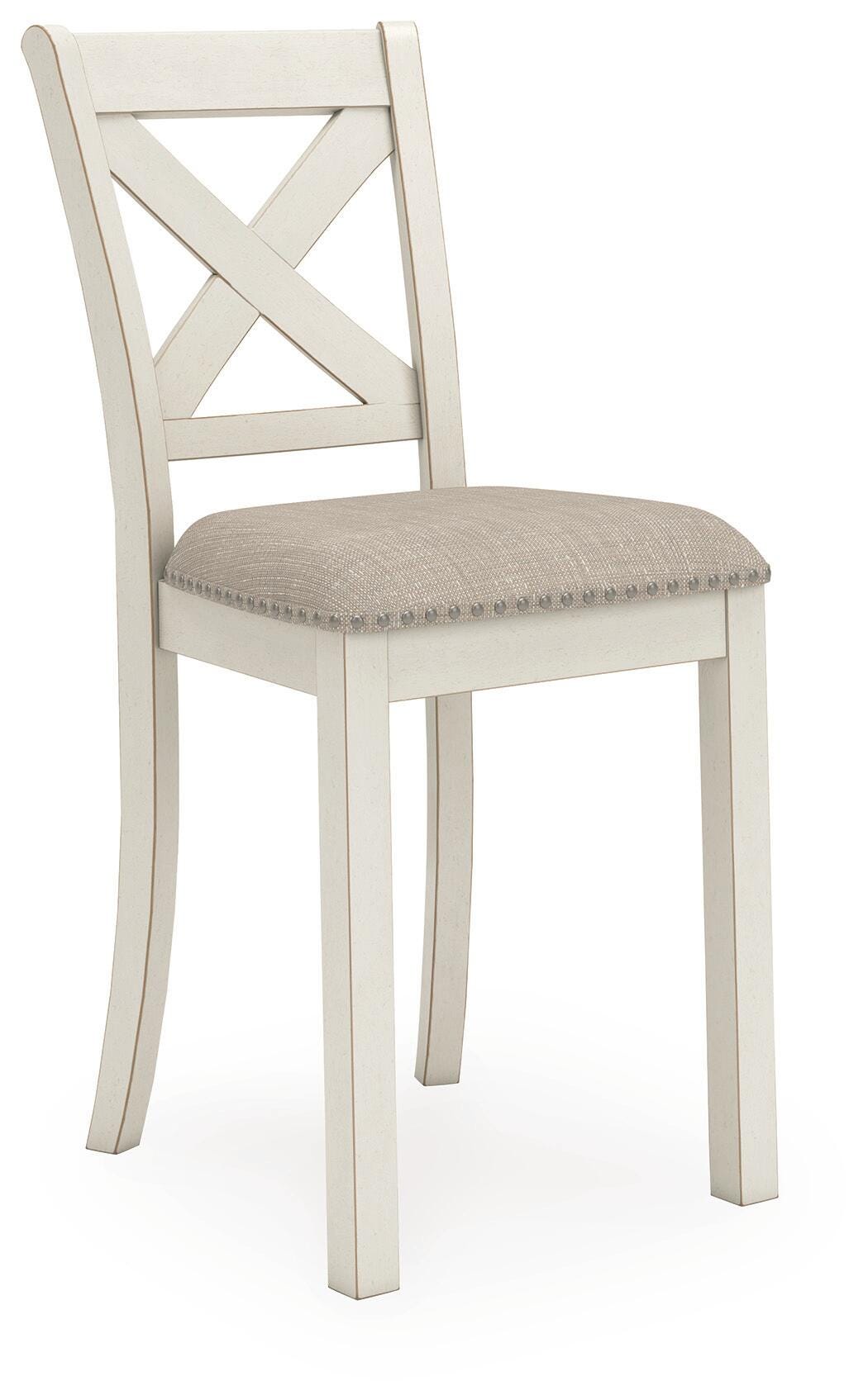 Robbinsdale Antique White Upholstered Barstool