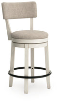 Robbinsdale Antique White Upholstered Swivel Barstool