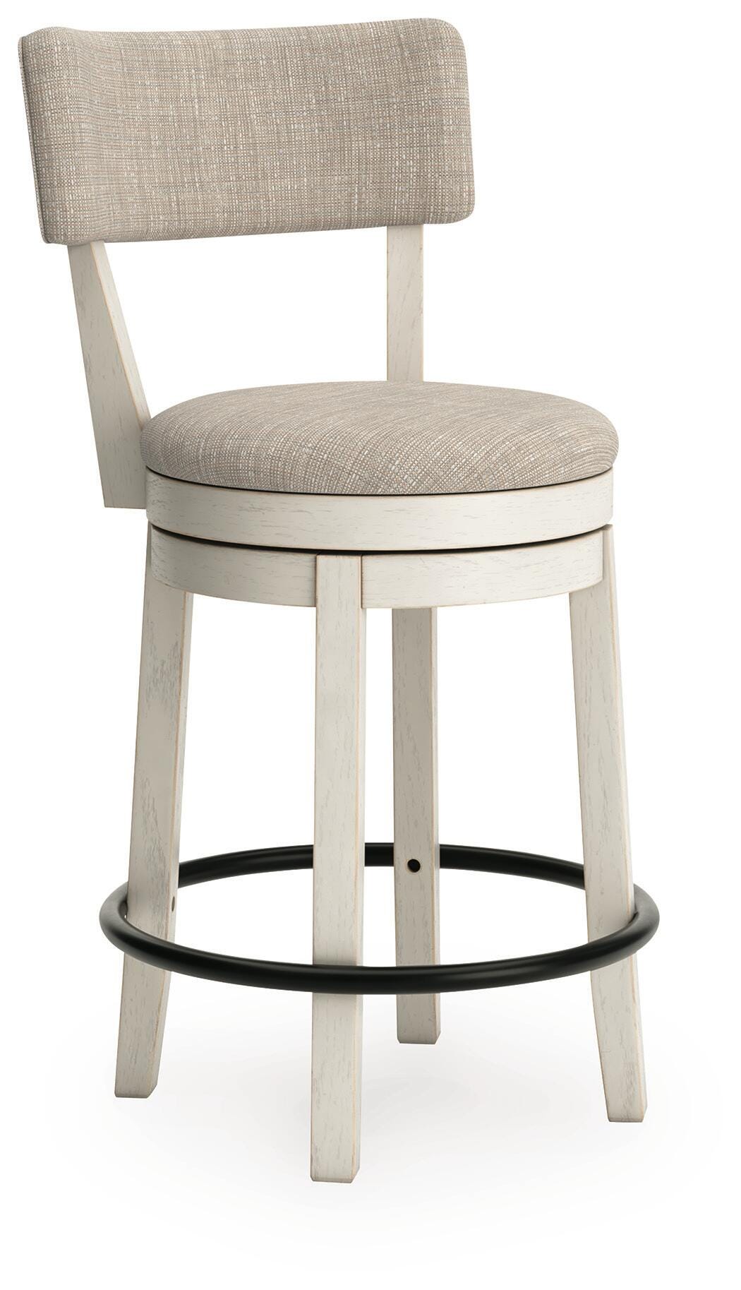 Robbinsdale Antique White Upholstered Swivel Barstool